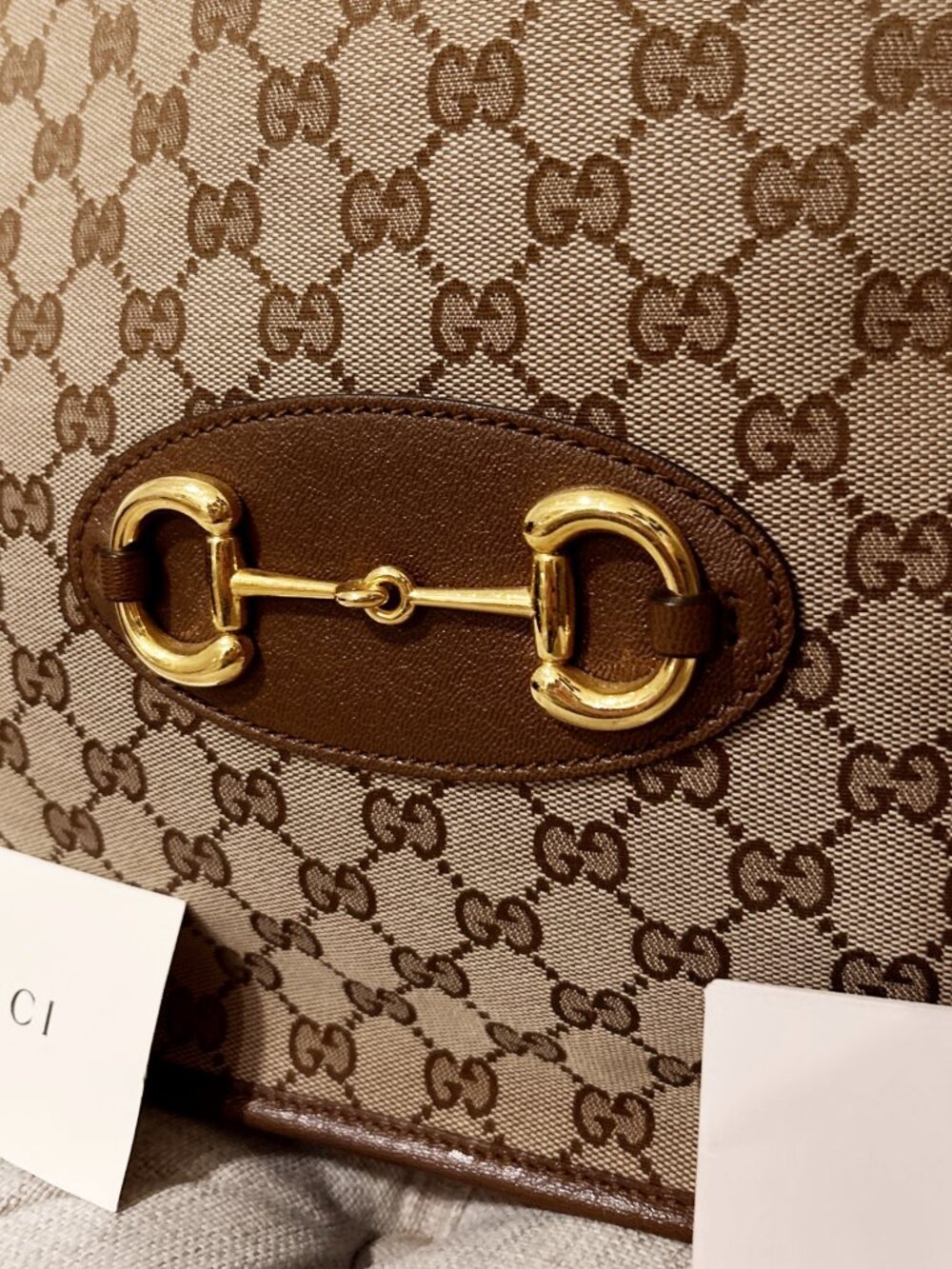 Gucci Horsebit 1955 Double Chain Tote GG Supreme , Medium